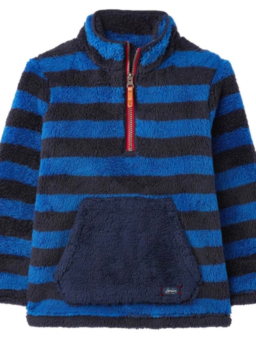 Joules Blue & Navy Striped Plush Quarter-Zip Hoodie